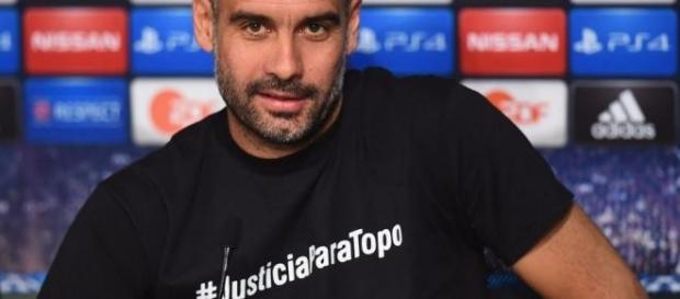 Guardiola, en la conferencia de prensa Guardiola, en la conferencia de prensa