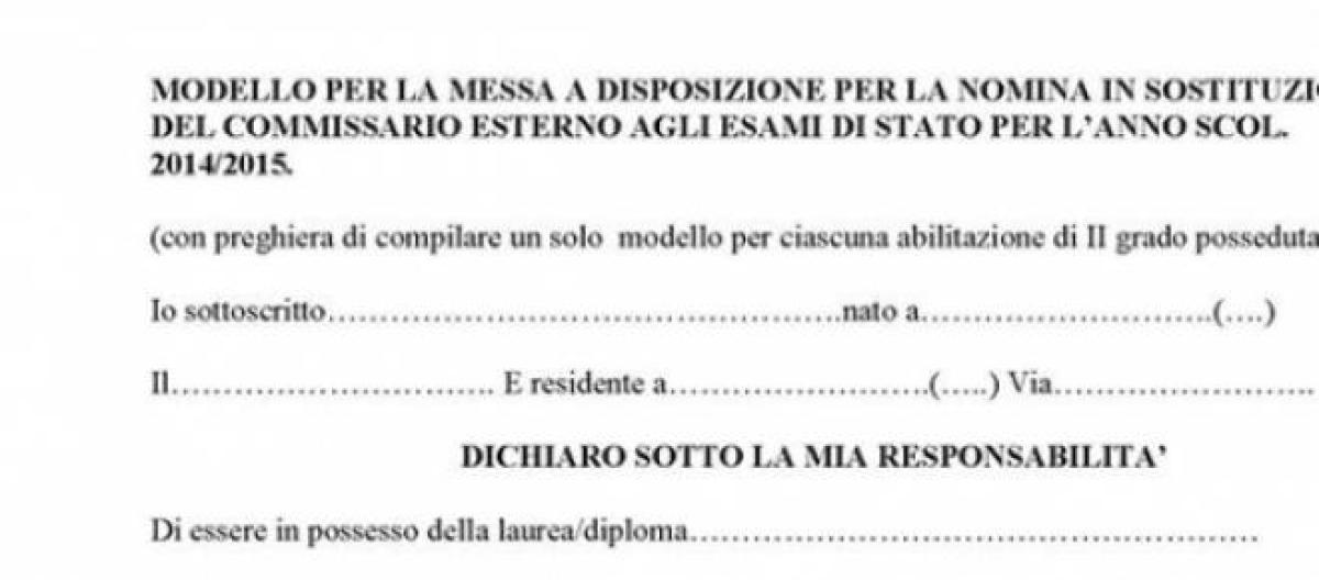 Messa A Disposizione Commissario Esame Di Stato 20142015