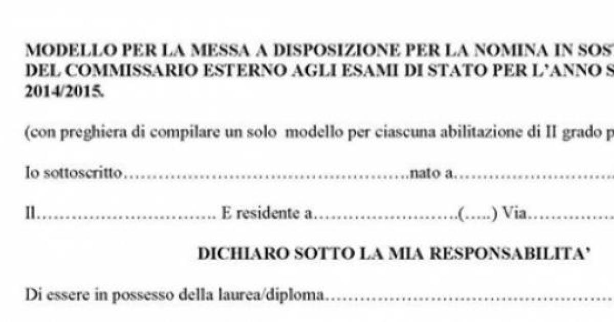 Messa a disposizione commissario Esame di Stato 2014/2015: fac-simile e