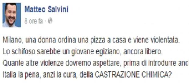 Il post di Matteo Salvini Il post di Matteo Salvini