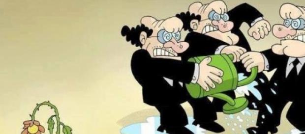 "Um por todos, todos por um". "Um por todos, todos por um".