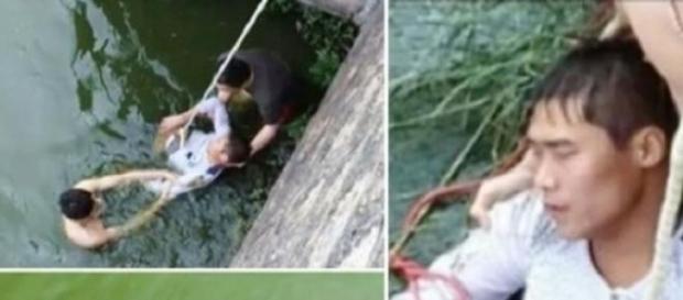 El joven en cuestión, siendo rescatado El joven en cuestión, siendo rescatado
