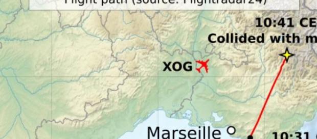 Il punto di impatto del Volo 9525 Germanwings Il punto di impatto del Volo 9525 Germanwings