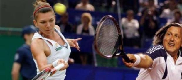 Simona Halep si Ile Nastase concentrati la joc Simona Halep si Ile Nastase concentrati la joc