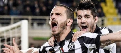 In foto, Morata e Bonucci, autore del 3 a 0