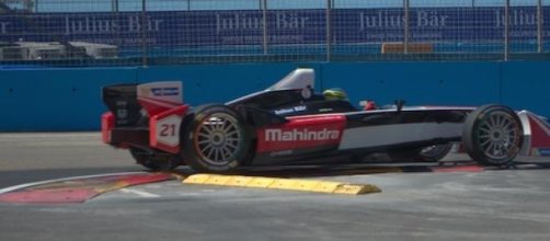 A Mahindra Formula E car racing in Argentina