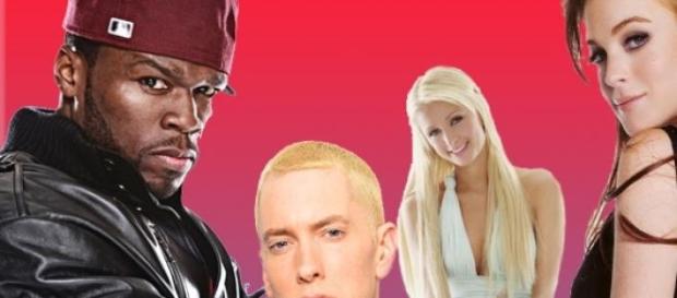 50 Cent, Eminem, Lindsay Lohan e Paris Hilton 50 Cent, Eminem, Lindsay Lohan e Paris Hilton