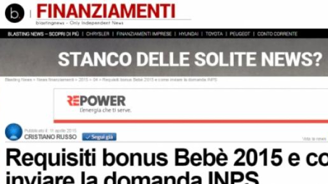Bonus Beb&egrave; come presentare domanda