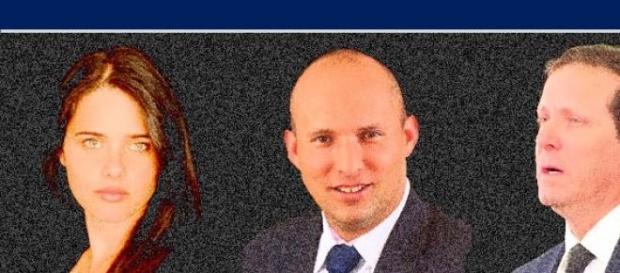 Ayelat Shaked, Naftali Bennett and Isaac Herzog. Ayelat Shaked, Naftali Bennett and Isaac Herzog.
