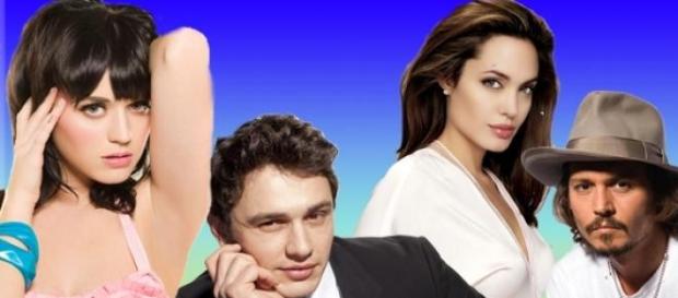 Katy, James Franco, Angelina Jolie e Johnny Deep Katy, James Franco, Angelina Jolie e Johnny Deep