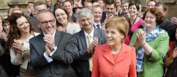 Nicola Sturgeon with the party's 56 MPs Nicola Sturgeon with the party's 56 MPs