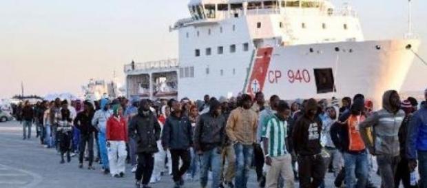 Shipwrecked refugees land in Sicily, April 2015 Shipwrecked refugees land in Sicily, April 2015