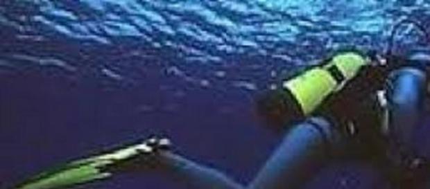 Sub in immersione nei fondali marini. Sub in immersione nei fondali marini.