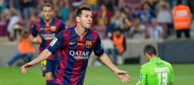 El futbolista Messi, celebrando un gol El futbolista Messi, celebrando un gol
