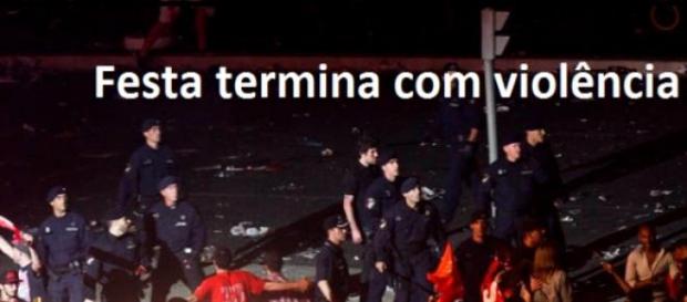 Festa do Benfica no Marquês termina em violência Festa do Benfica no Marquês termina em violência