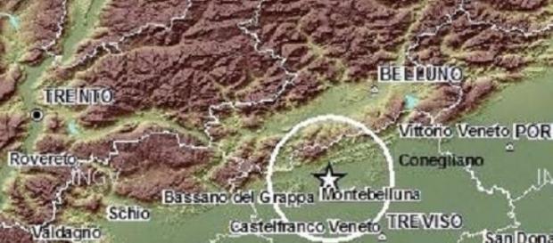 L'epicentro del terremoto in Veneto L'epicentro del terremoto in Veneto