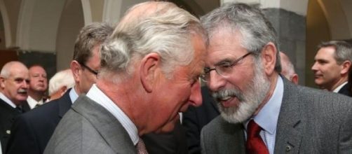 Gerry Adams and Prince Charles greet each other