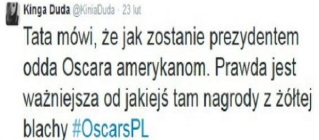 Fałszywy wpis na Twitterze Kingi Dudy Fałszywy wpis na Twitterze Kingi Dudy