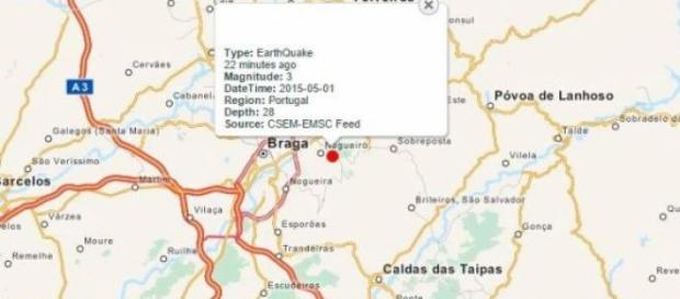 Tremor terra sinalizado em Braga Tremor terra sinalizado em Braga
