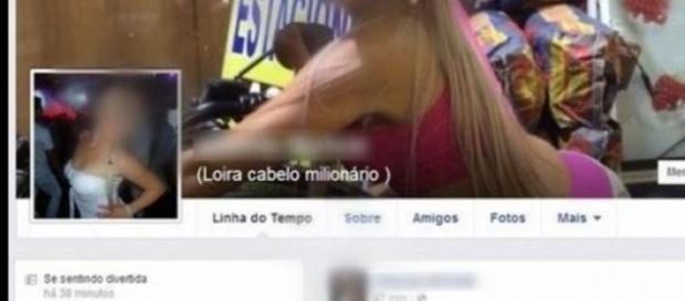 Facebook da "Loira do cabelo milionário" Facebook da "Loira do cabelo milionário"