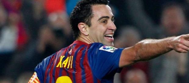 Xavi vistiendo la camiseta azulgrana Xavi vistiendo la camiseta azulgrana