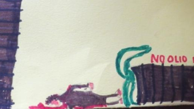 Disegno di un bambino sull'olio di palma