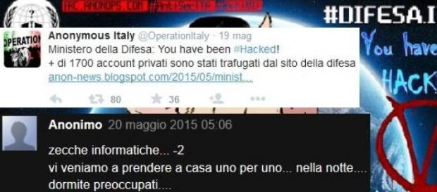 Anonymous pubblica dati riservati della Difesa Anonymous pubblica dati riservati della Difesa