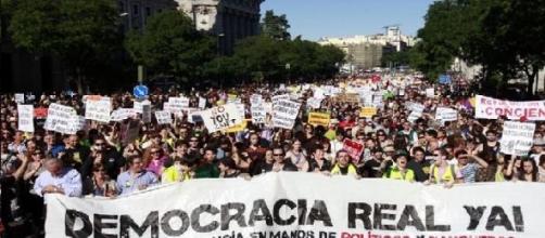 Marcha del 15M en Madrid por una democracia real