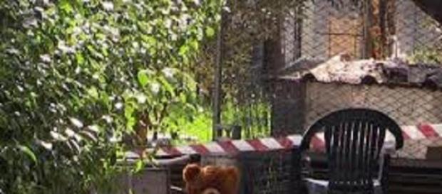 Il giardino dove è avvenuta la tragedia. Il giardino dove è avvenuta la tragedia.