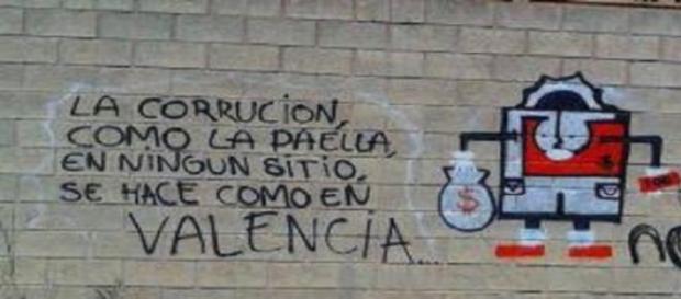 Pintada contra la corrupción en Valencia. Pintada contra la corrupción en Valencia.
