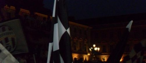 Tifosi bianconeri in Piazza San Carlo a Torino