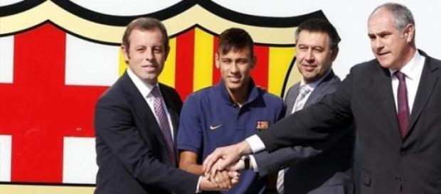 Sandro Rosell, Neymar, Bartomeu y Zubizarreta Sandro Rosell, Neymar, Bartomeu y Zubizarreta