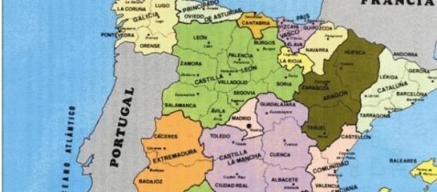 Mapa de España en imagen de archivo. Mapa de España en imagen de archivo.