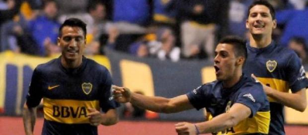 El festejo de Cristian Pavón después del 1-0 El festejo de Cristian Pavón después del 1-0