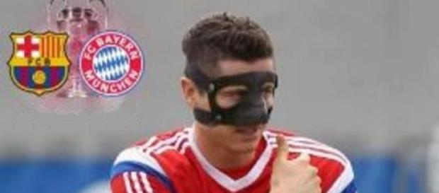 Lewandowski w specjalnie zaprojektowanej masce Lewandowski w specjalnie zaprojektowanej masce