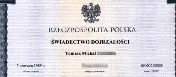 Matura 2015 - świadectwo maturalne Matura 2015 - świadectwo maturalne