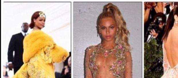 Rihanna, Beyonce y Kim Kardashian en la Gala Met Rihanna, Beyonce y Kim Kardashian en la Gala Met
