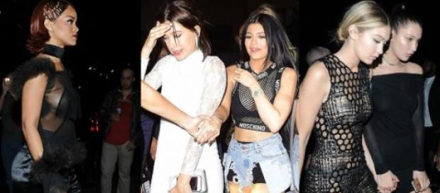Rihanna, Hailey Baldwin, Kylie e as irmãs Hadid Rihanna, Hailey Baldwin, Kylie e as irmãs Hadid