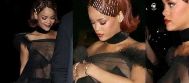 Rihanna no after-party após o MET Rihanna no after-party após o MET