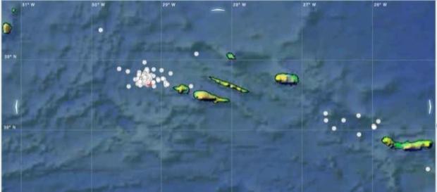 Mapa das ocorrências ao largo da ilha do Faial Mapa das ocorrências ao largo da ilha do Faial