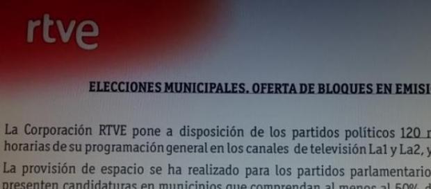 Nota informativa de los espacios electorales Nota informativa de los espacios electorales