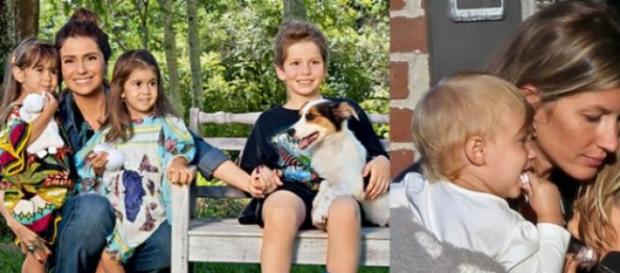Giovanna Antonelli e Gisele Bündchen com os filhos Giovanna Antonelli e Gisele Bündchen com os filhos