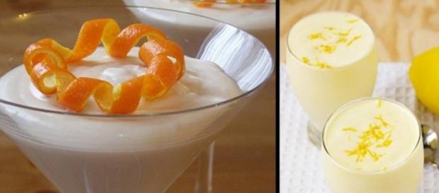 Mousse de naranja y mousse de limón Mousse de naranja y mousse de limón