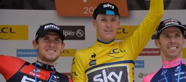 Van Garderen, Froome e Rui Costa no pódio final. Van Garderen, Froome e Rui Costa no pódio final.