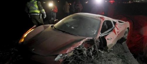 La Ferrari 458 di Arturo Vidal dopo l'incidente 