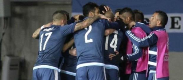 Argentina festeja el gol de la victoria Argentina festeja el gol de la victoria