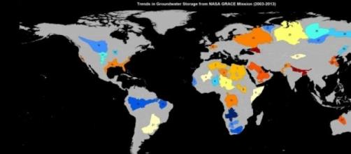 Situación de acuíferos, según datos de GRACE/NASA