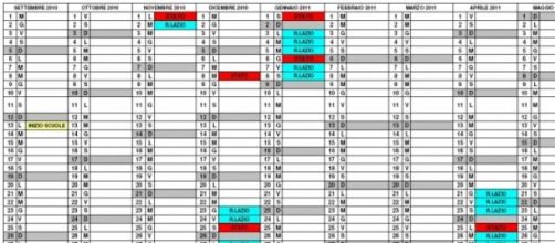 Un esempio di calendario scolastico