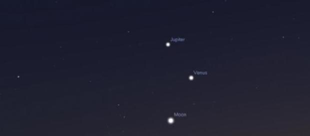 Luna Venus Júpiter conjunción astronomía Luna Venus Júpiter conjunción astronomía