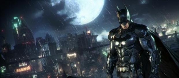 Batman con un fondo de Gotham Batman con un fondo de Gotham